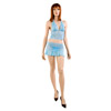 Blue Mist barlette with skirt and g-string