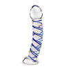 Non-porous glass dildo with a curved ribbed shaft