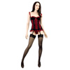 Embroidered lace corset with matching thong.