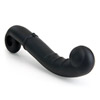 Silicone dildo with a long contoured shaft and angled, rounded tip.