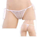 "White beaded mesh g-string"