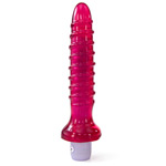 Vivid essentials vibrating ribbed swirl dong