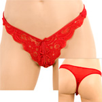 "V-cut lace thong"