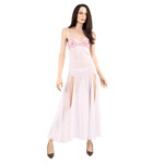 "Pretty in pink gown and thong"