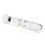 Clear spiral glass dildo with bumps probe