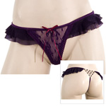 Ruffle mesh panty with rhinestone net back