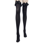 "Thigh highs with ruffles and bows"