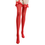 "Thigh highs with ruffles and bows"