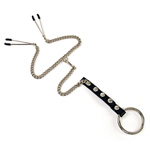 "Y-Style nipple clamps and cock ring chain"