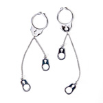 "Silver handcuff nipple rings"