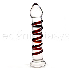 Cherry dichro glass dildo with spiral ribs
