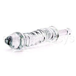 Plain spiral with handle glass dildo