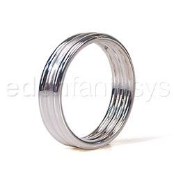 Silver ribbed cock ring