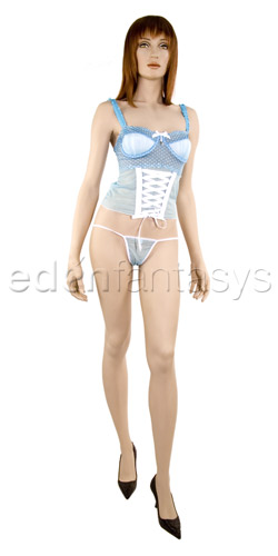 Polka-dot mesh bustier with g-string