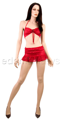 Woven hearts bikini top, skirt, and g-string