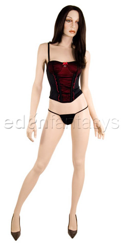 Mesh ruffled bustier with g-string