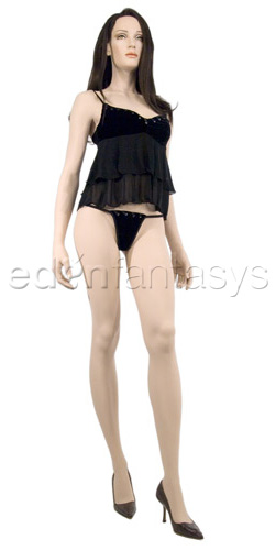 Velvet babydoll with g-string - Chemise and panty set