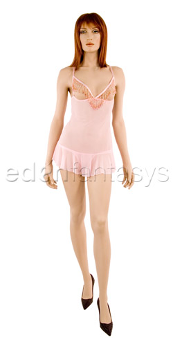 Bustless beaded babydoll set