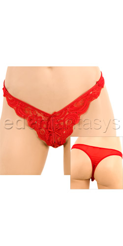 V-cut lace thong