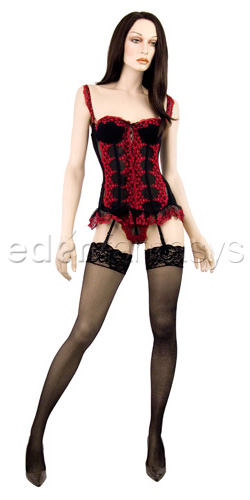 Embroidered corset and thong