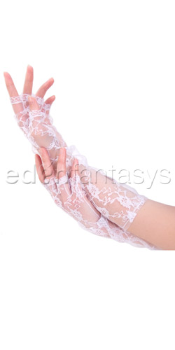 Elbow length fingerless gloves