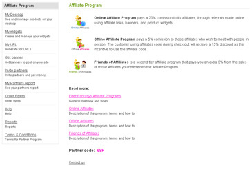 Affiliate Programs User Account