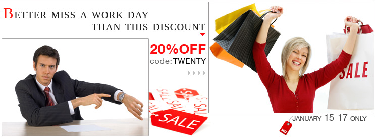 Better miss a work day than this discount. 20% OFF code:TWENTY
