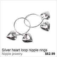 Silver heart loop nipple rings - Nipple jewelry