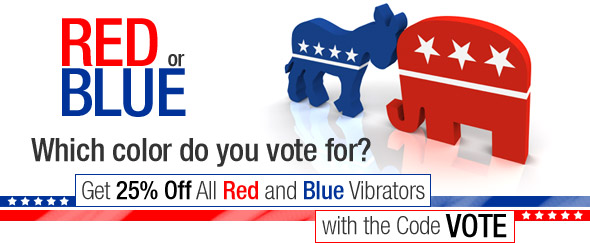 Get 25% Off All Red and Blue Vibrators with the Code VOTE
