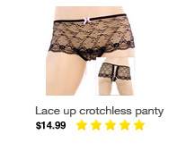 Lace up crotchless panty