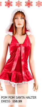 Pom Pom Santa halter dress