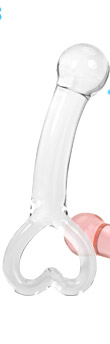 Glass dildo with heart shaped handle