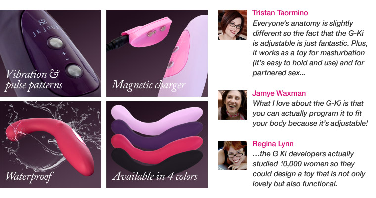 Vibration pulse patterns. Magnetic charger. Waterproof. Available in 4 colors