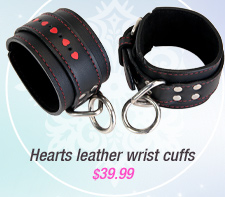 Hearts leather wrist cuffs