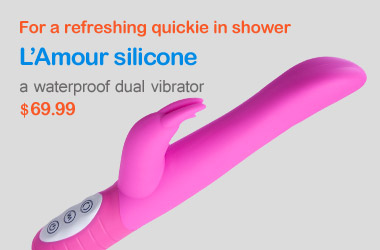 For a refreshing quickie in shower. L'Amour silicone. A waterproof dual vibrator.